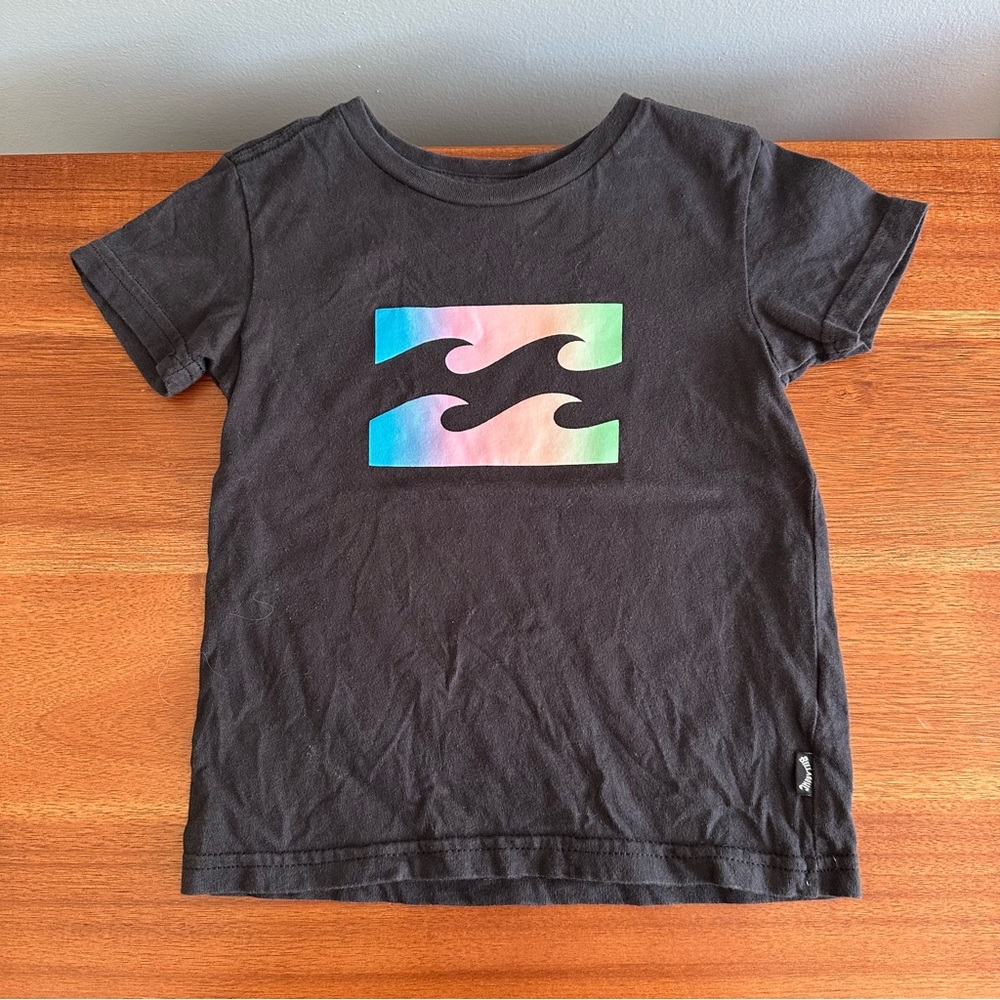 Black Kids Shirt with Colorful Wave Design